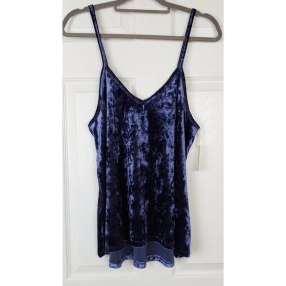 NWT jasmine & ginger  blue velvet tank top - Picture 2 of 5
